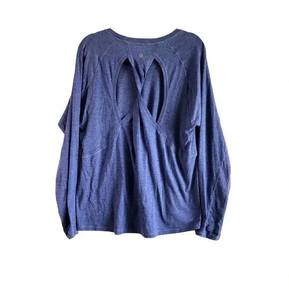 Lululemon STOP DROP AND SQUAT Long Sleeve Heathered Blue (FLAWS) - Picture 2 of 13